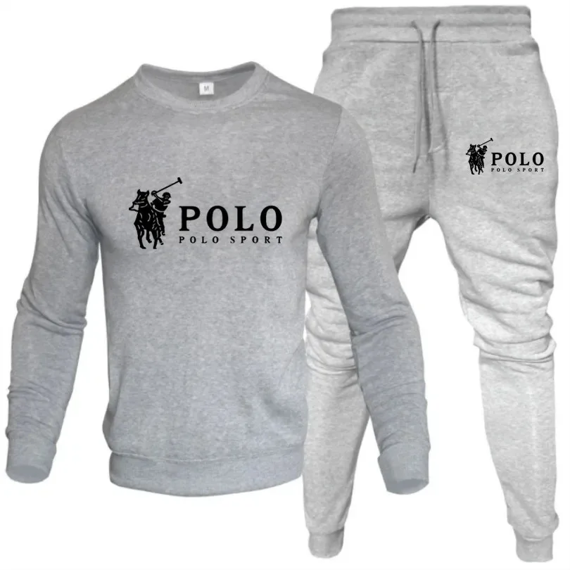 Ensemble de survêtement sportif pour homme en 2 pièces - Sweat-shirt à col rond noir et pantalon de jogging - Vêtements de sport décontractés - Survêtement sportif élégant