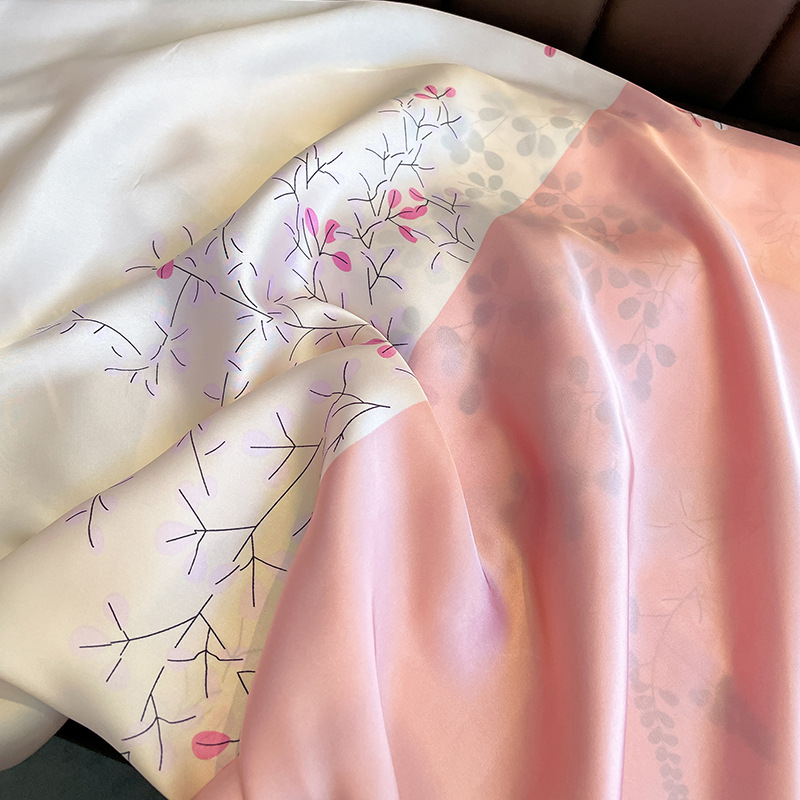 Longue Foulard en soie pour femmes, Pashmina Floral, châle enveloppant, Bufanda, Poncho de plage, printemps-automne