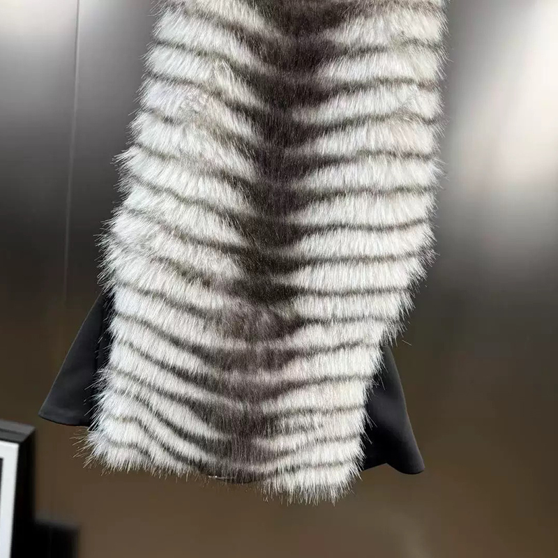 KUCLUT 2025 automne nouveau Y2K imprimé dégradé col montant fourrure Patchwork licou gilet réglable pour les femmes dos nu débardeurs 1A1231