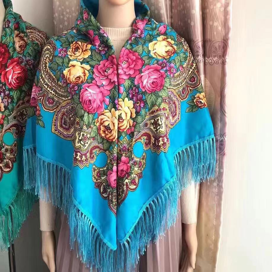 130*130 cm marque de luxe fleur ukrainienne écharpe châle Style ethnique imprimé grande écharpe carrée foulard mode couverture chaude enveloppes