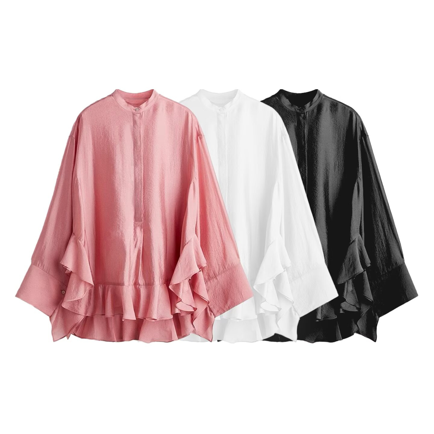 Chemises décontractées à ourlet à volants pour femmes, surdimensionnées, à plusieurs niveaux, simple boutonnage, Streetwear, Y2K, chemisier plissé élégant, automne