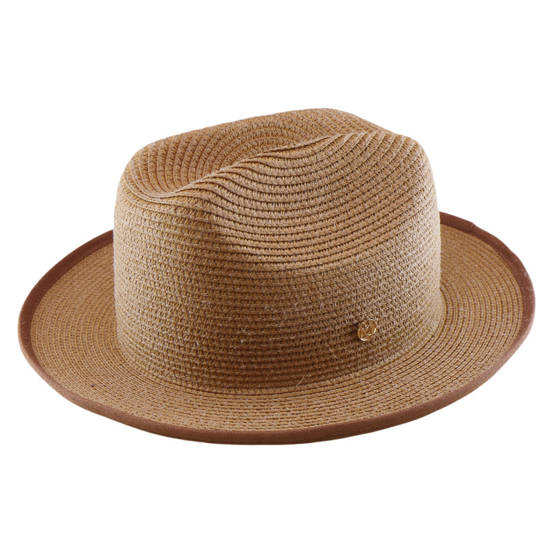 Chapeau de soleil en paille tressée pour hommes et femmes, protection UV printemps-été, style Fedora Jazz, pliable, idéal pour les voyages