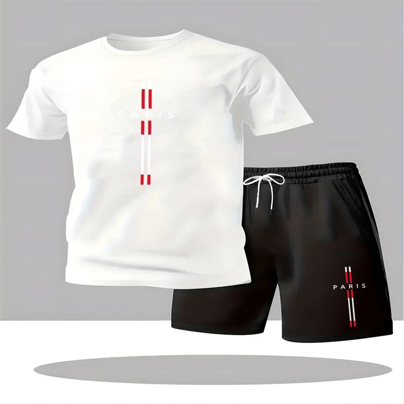 Ensemble Sportif Homme Nouvelle Collection 2026 – T-shirt Sportif et Short à Col Rond Manches Courtes – Ensemble 2 Pièces