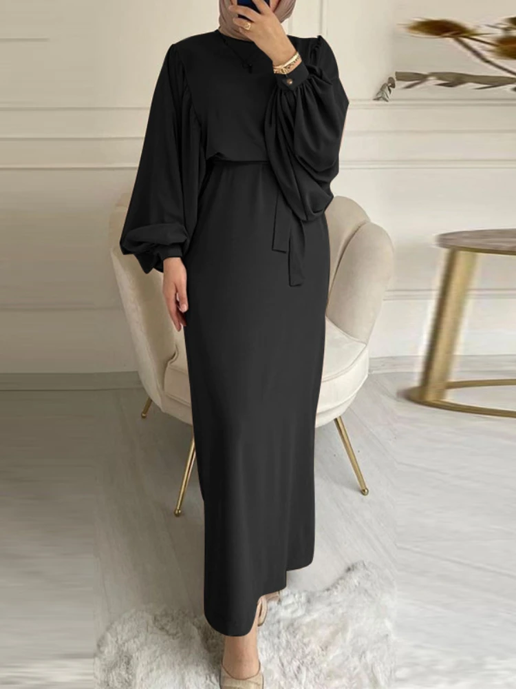 Robe musulmane marocaine à manches bouffantes pour femmes, Abaya, Kaftans, Robes de soirée décontractées, Turquie, Islam, Robe longue, Éducatif, Automne