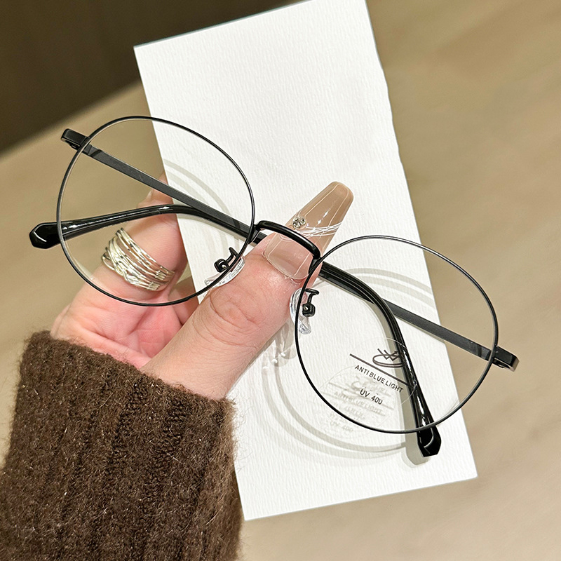 Nouveau cadre rond fil d'or lunettes pour femmes mode polyvalent lunettes cadre Anti-lumière bleue myopie lunettes cadre MH9035