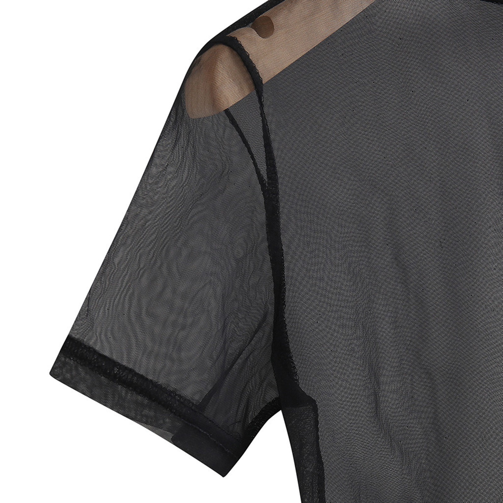 Chemisiers Transparents pour Femme, Chemises à Tambour en Maille Transparente, Pulls Courts Noirs Transparents, Vêtements Sexy, Nouvelle Collection
