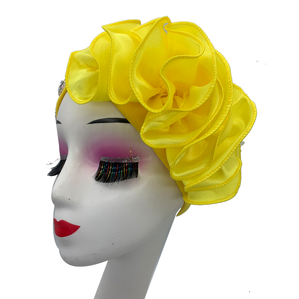 Turban Plissé à Volants en Satin pour Femme, Cravate de Sauna Nigériane, Prêt à vitation, Bonnet Africain, Équipement de ix