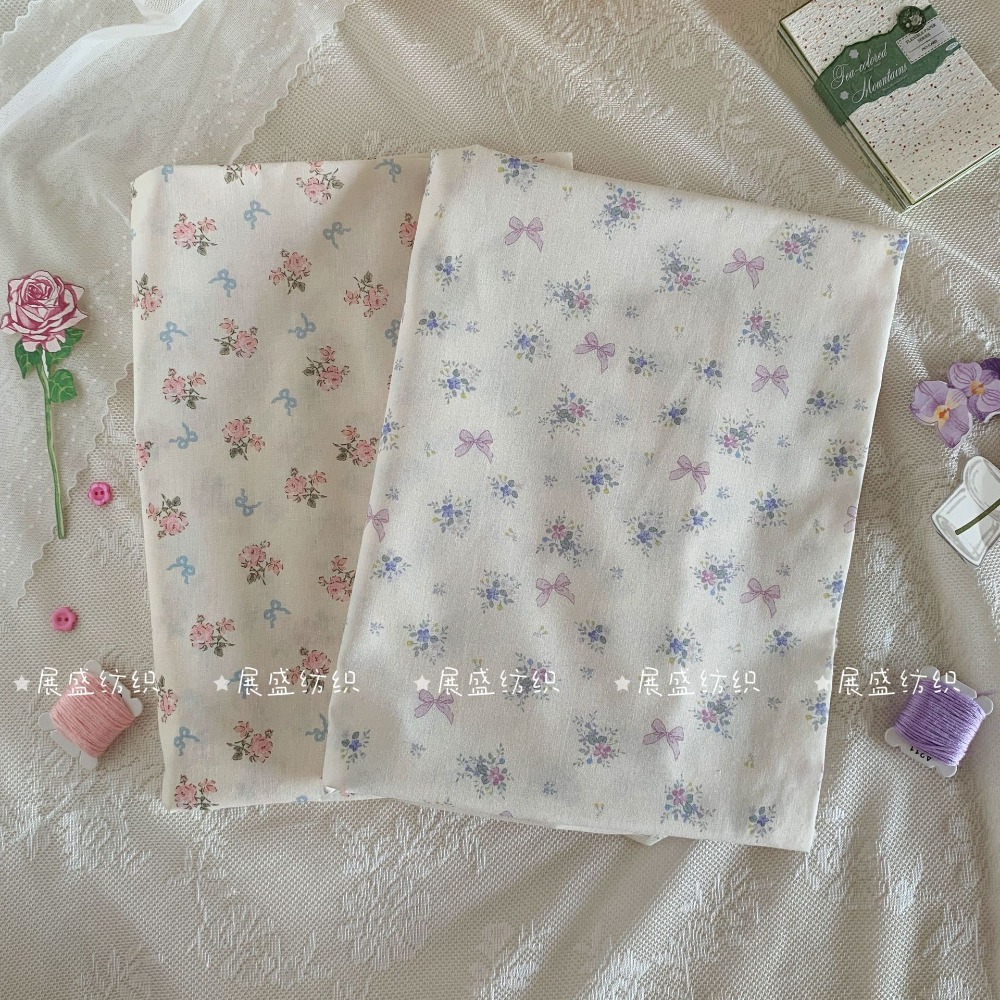 Tissu en coton 40s à nœud papillon floral 140x50cm, attaches pour cheveux, vêtements pour animaux de compagnie, vêtements pour enfants, pyjamas, robes pour femmes, tissu de couture