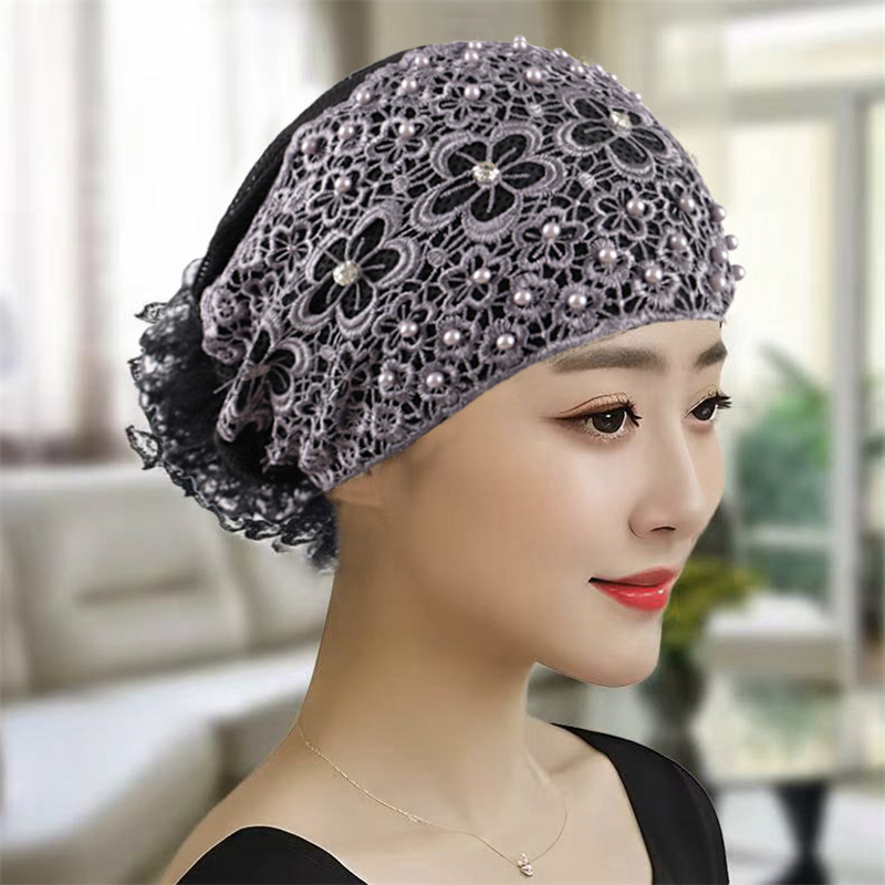 Foulard de tête musulman chapeau Cancer chimio chapeaux Turbante Mujer perles broderie Turban casquette pour femmes été respirant bandeau Bonnet
