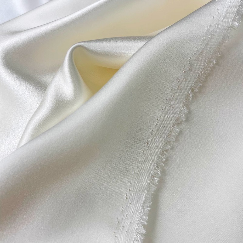 InjHigh Quality Clothing Fabric, Chemise, Pantalon, Robe, Crêpe, Satin, Blanc uni, Mulberry, Style chinois, 19 Mmi, 100%