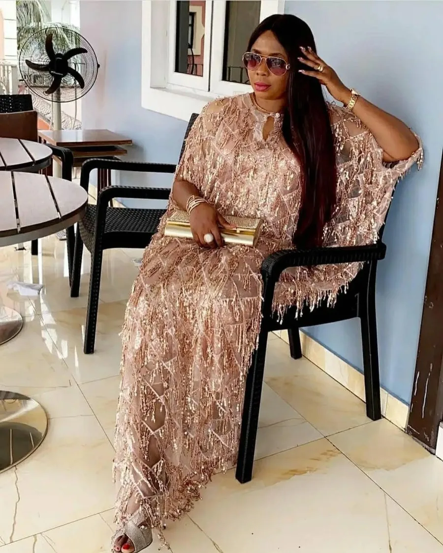 Robe de maman africaine personnalisée, mode de luxe, qualité, bretelles à paillettes brillantes + jupe intérieure
