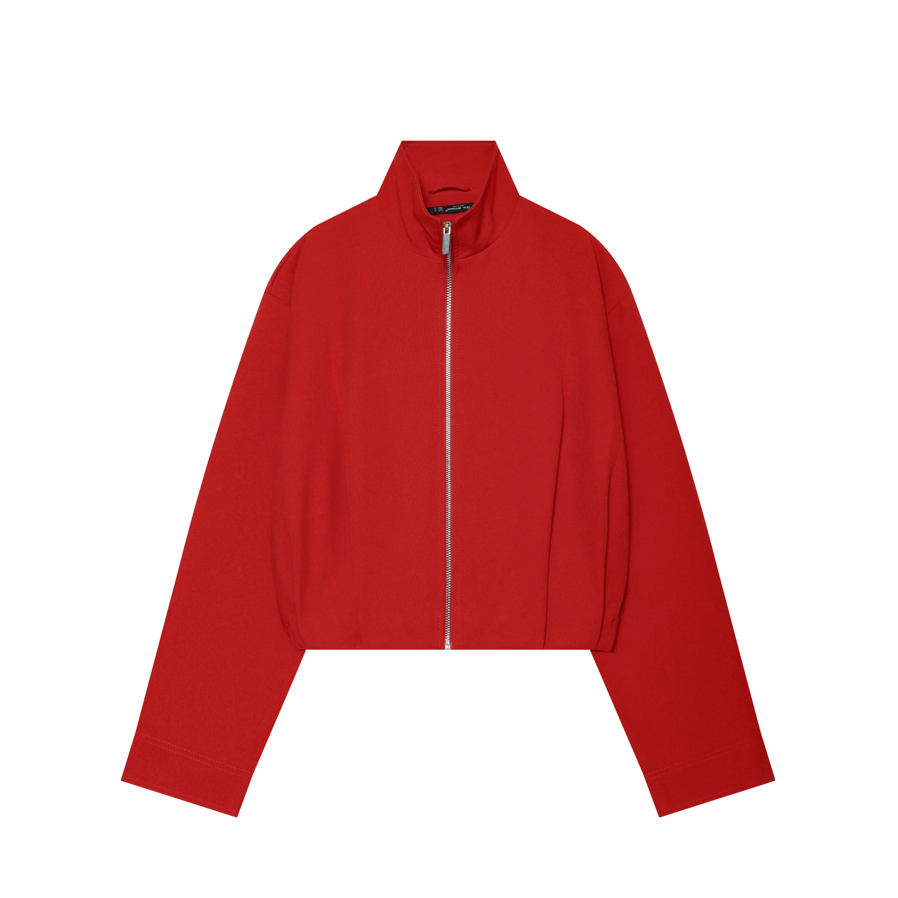 BSAY Streetwear – Blouson bomber court uni pour femme, col montant, fermeture éclair, épaules tombantes, manches longues, coupe ample, style Y2K, décontracté
