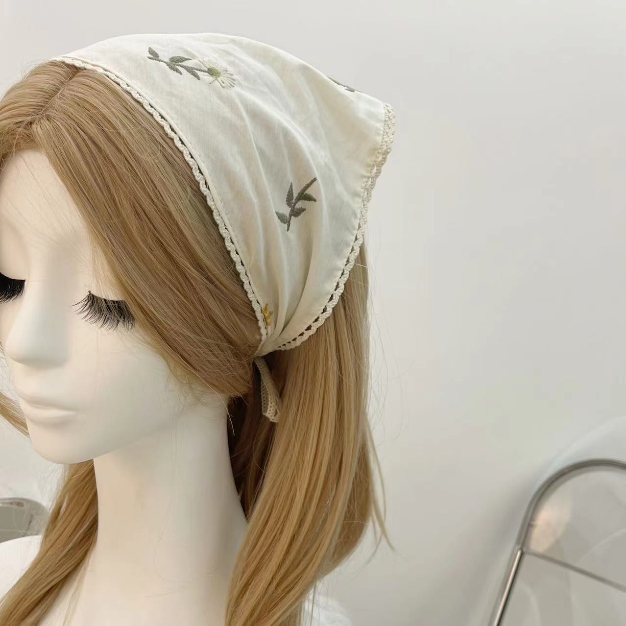 Tissu imprimé Triangle écharpe fleur bandes de cheveux femmes doux rétro chapeaux Turban Bandana bandeaux pour fille cheveux accessoires