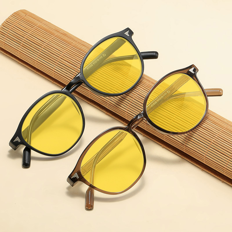 Lunettes de Vision nocturne pour hommes et femmes, monture ronde, lentille jaune, Protection des yeux, unisexe, mode, blocage de la lumière bleue