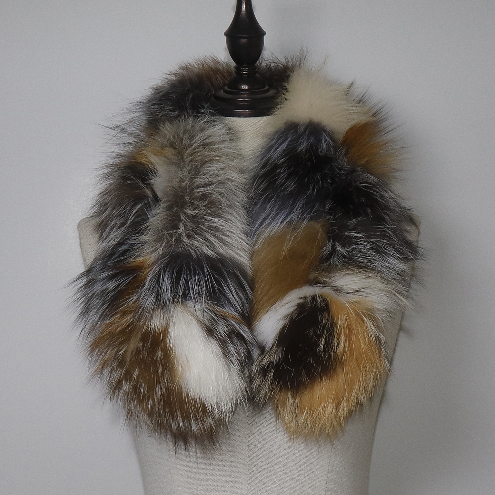 Nouveau femmes hiver 100% véritable fourrure de renard écharpe en plein air garder au chaud épais naturel fourrure de renard foulards dame mode véritable fourrure de renard silencieux