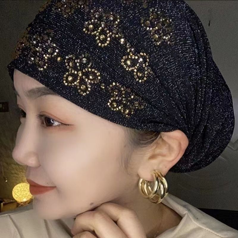 Été diamants Turban casquettes pour femmes élastique enveloppement tête Bonnet musulman Hijab Turbans femme foulard chapeau chimio chapeaux