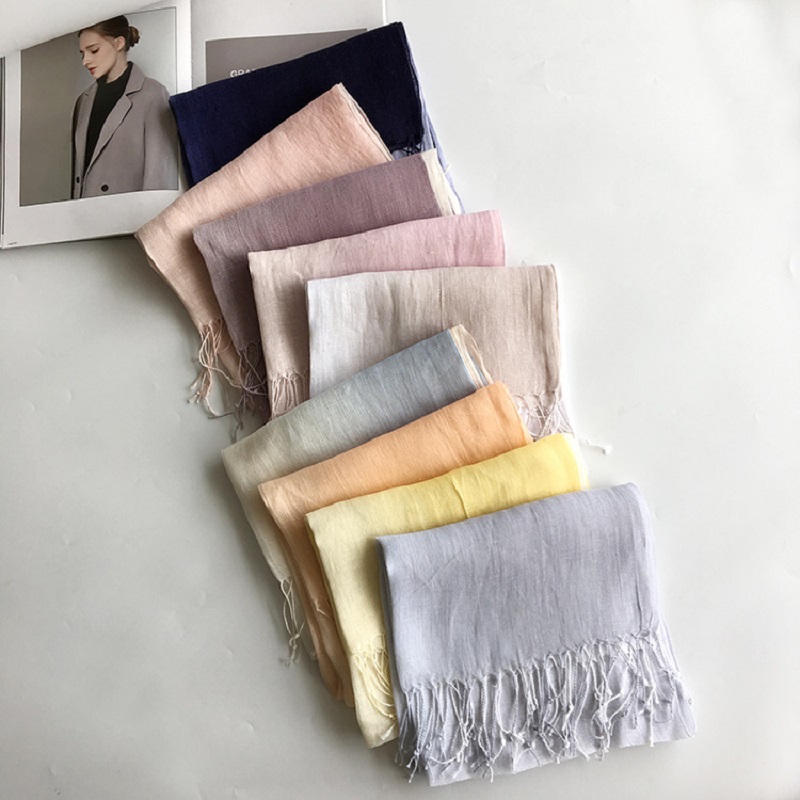Écharpe pour femme en lin 100% à dégradé de couleurs printemps/été