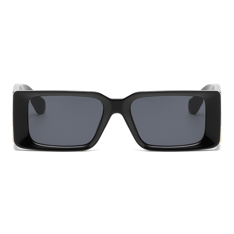 Lunettes de soleil à monture carrée colorée pour femmes, lunettes de soleil à jambe large, rétro, degré UV, unisexe, mode