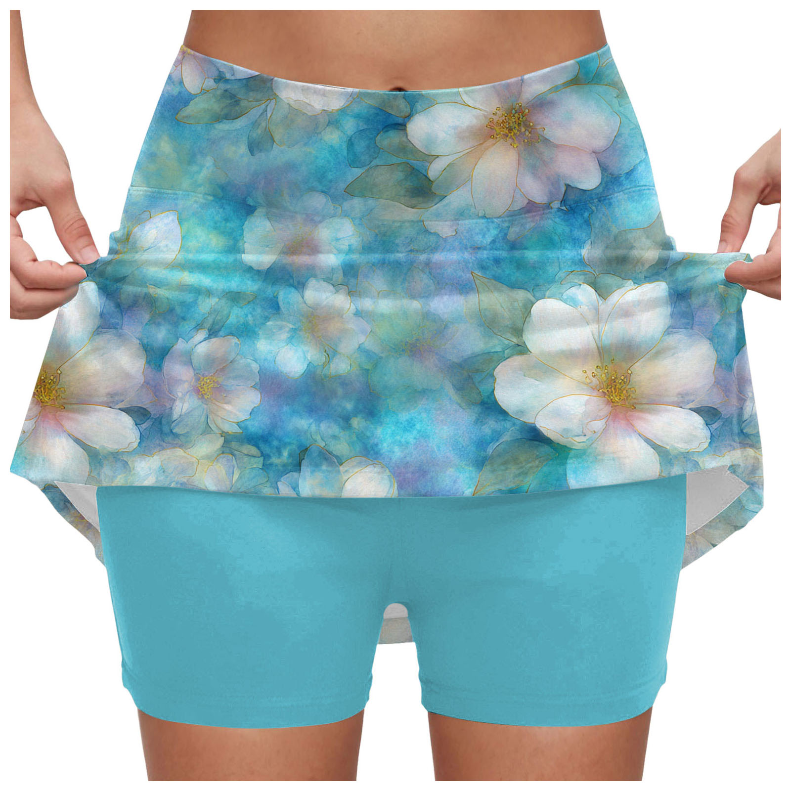 Jupes de sport pour femmes, avec short intégré, imprimé floral, taille haute, jupe-short pour la course, le tennis, le golf, short de yoga 2 en 1