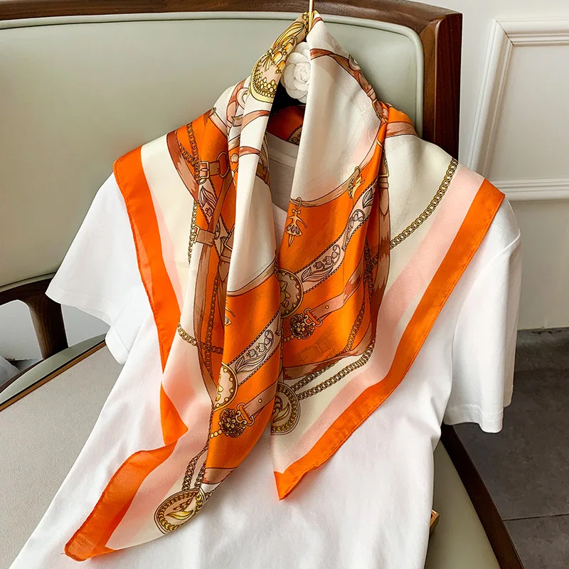 Foulard de luxe en soie pour femme, bandeau design, foulard carré en satin, ruban, écharpe de poignet pour femme
