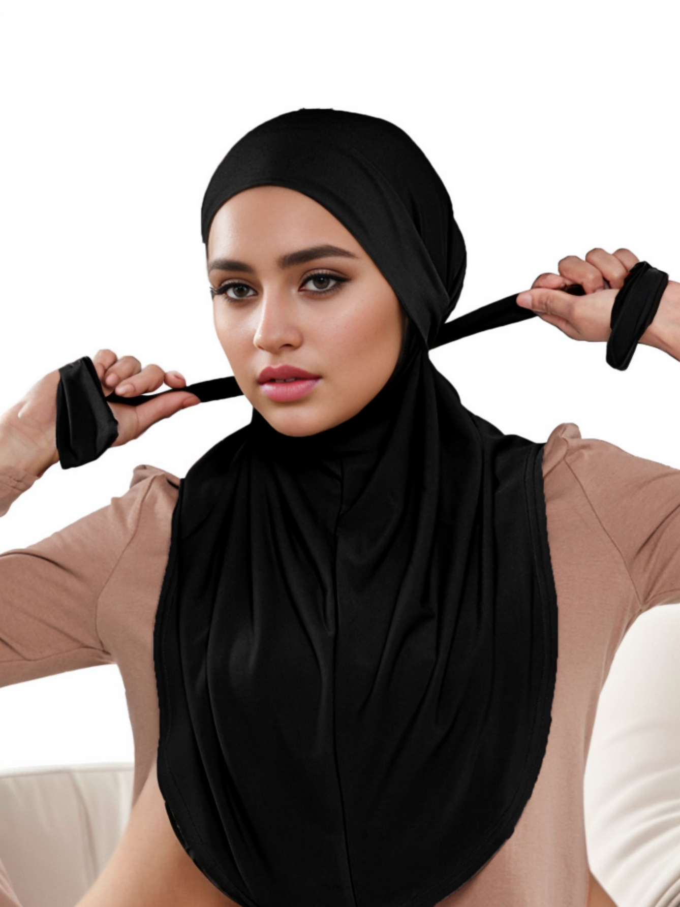 Hijab prêt-à-porter avec sangle, foulard instantané en jersey musulman, voile islamique uni, foulard femme musulmane, bandana.