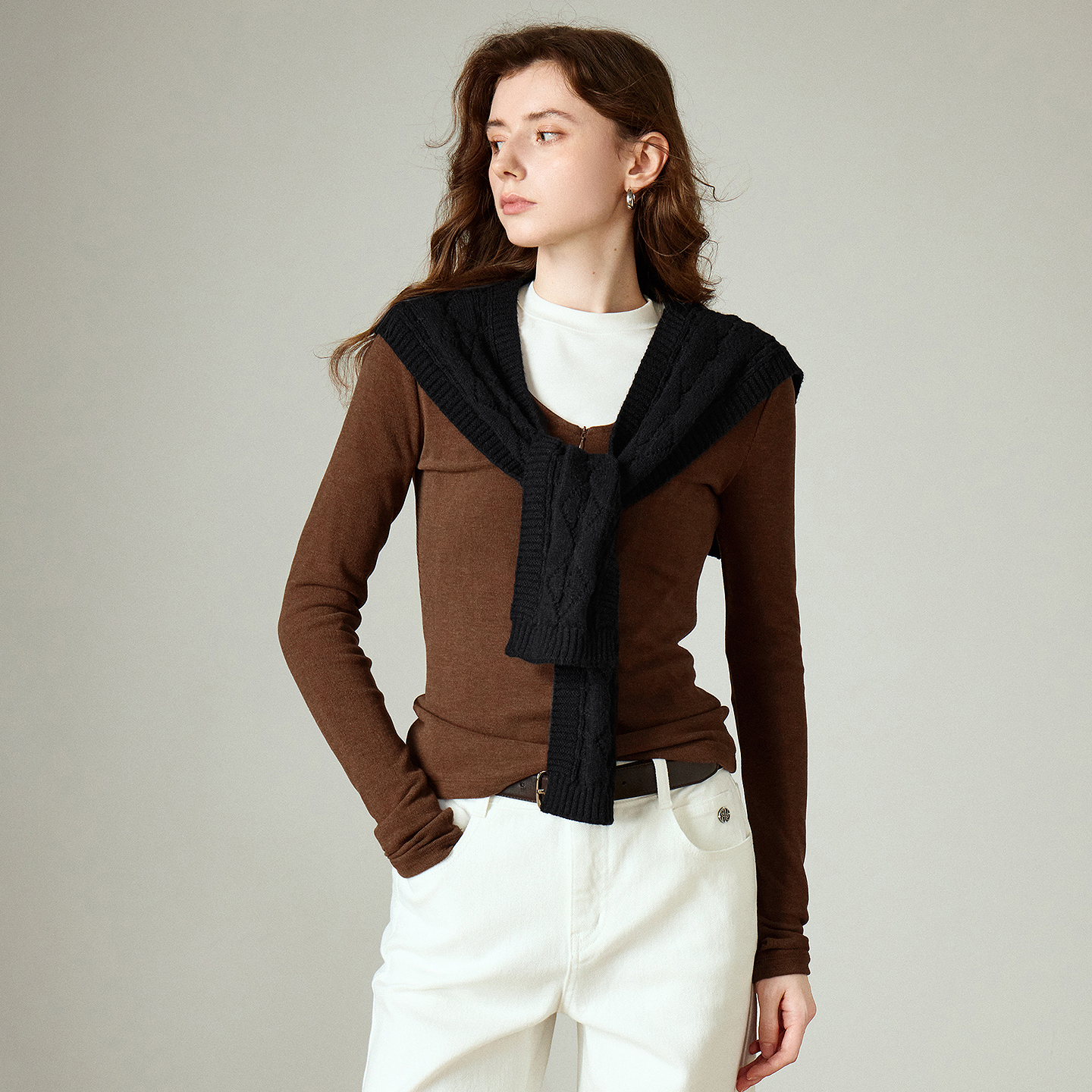 TOYOUTH femmes tricoté écharpe 2025 hiver nouvelle atmosphère de Style coréen à la mode superposition chaud cou plus chaud châle
