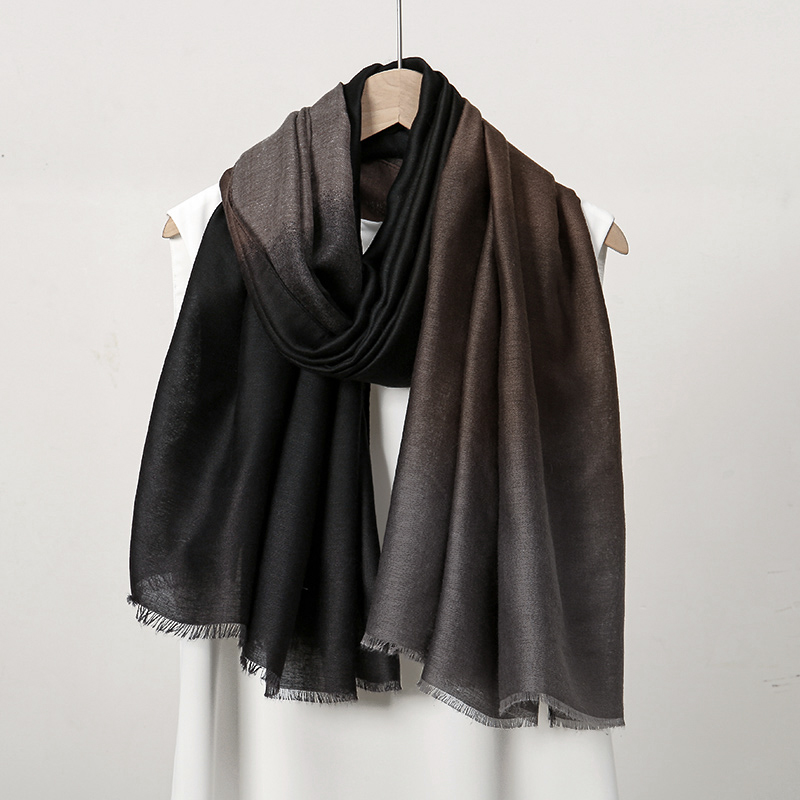 Écharpe Chic Gradient Document Night pour Femme, Viscose Douce, Châle Respirant et Chaud, Voyage Automne et Hiver