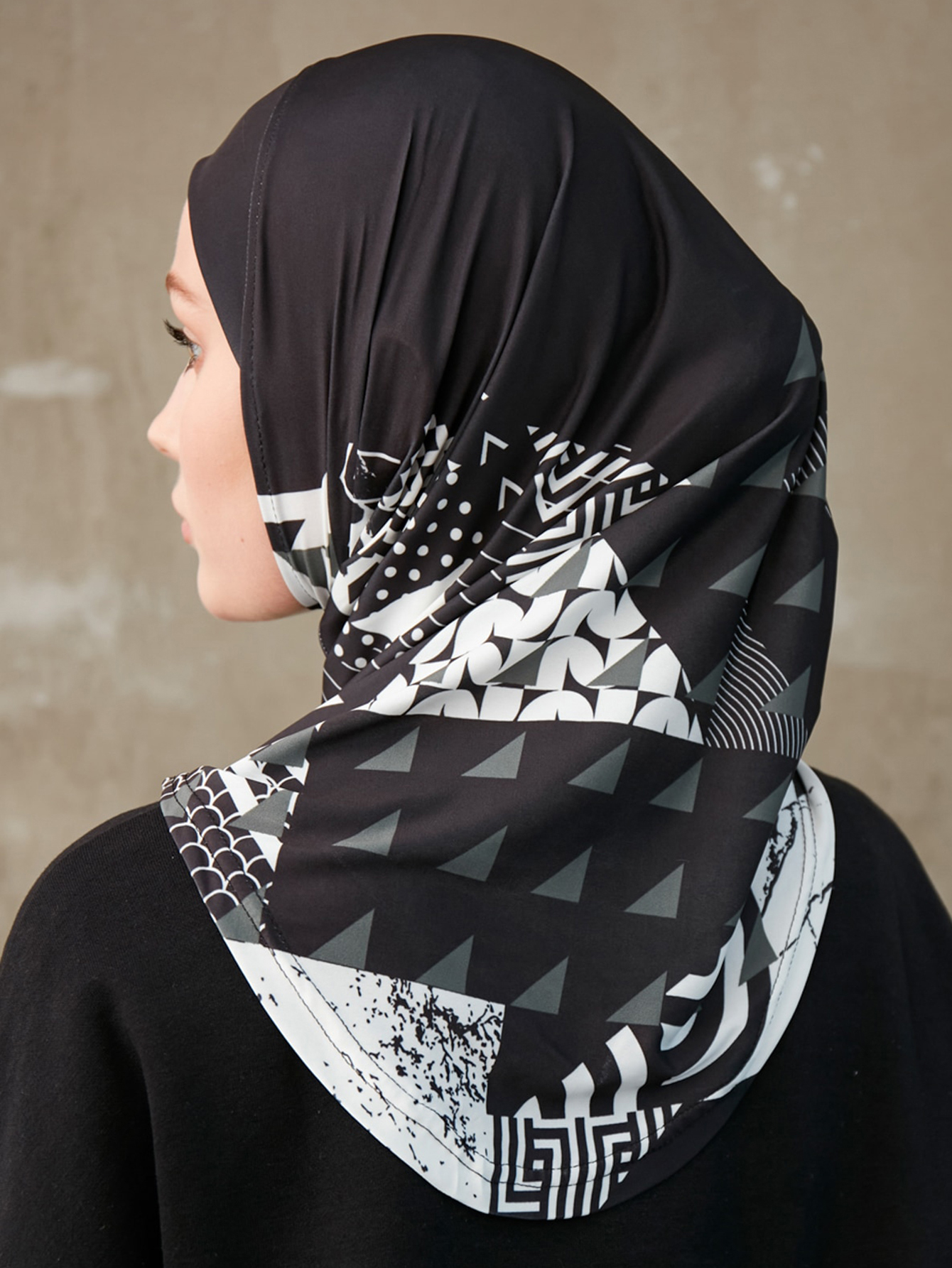 Hijabs d'intérieur sportif pour femmes musulmanes, turban instantané islamique respirant pour dames, motif à impression géométrique, bande ronde pour la tête