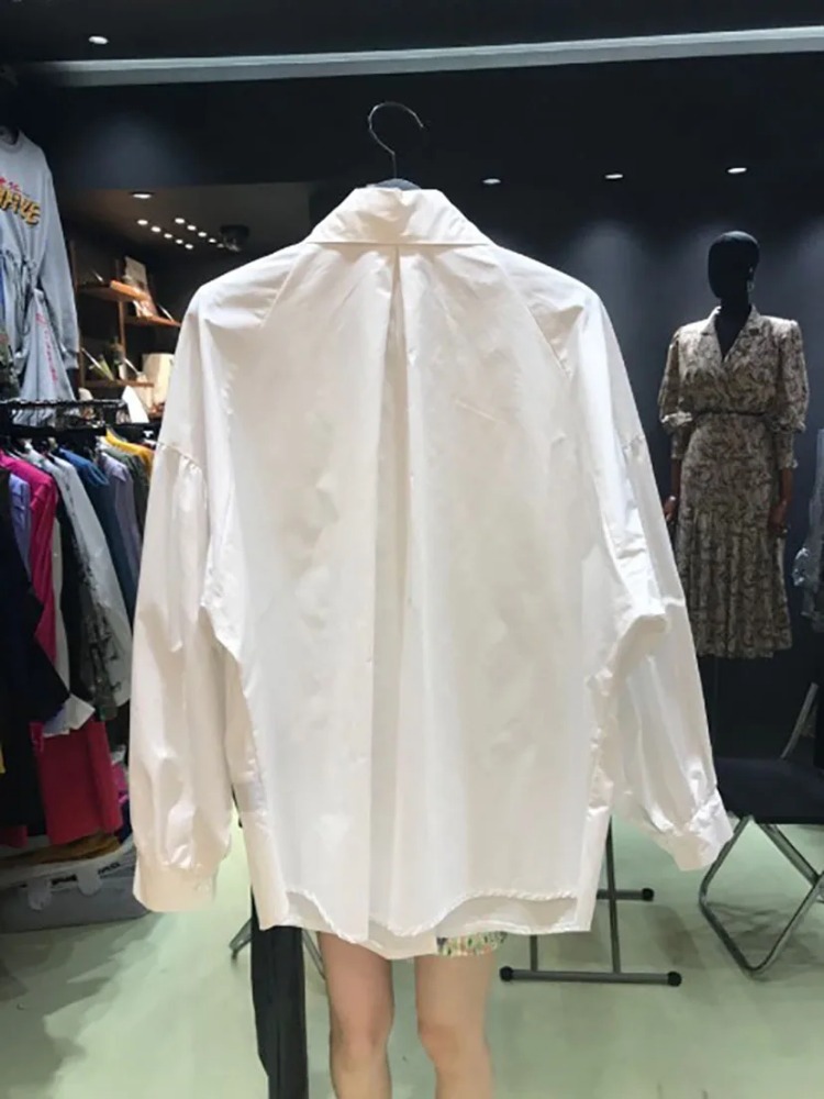 Chemisier décontracté à manches longues pour femme 2026 – Nouvelle mode, col rabattu, gros boutons, style rétro