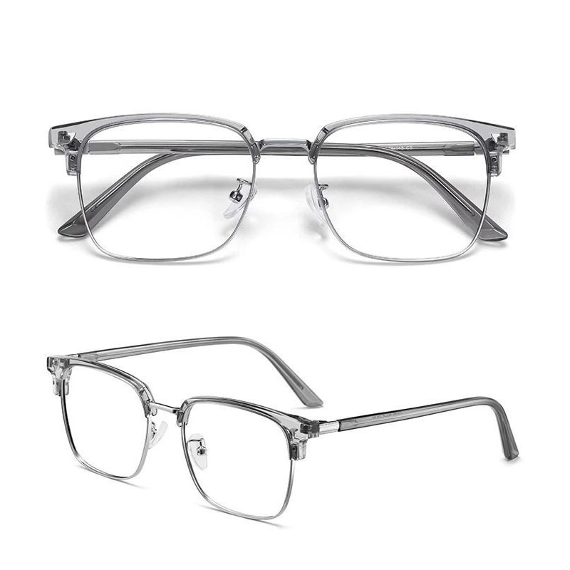 Lunettes photochromiques colorées pour hommes, monture demi-cerclée, anti-lumière bleue, pour ordinateur, avec effet de décoloration, transparentes