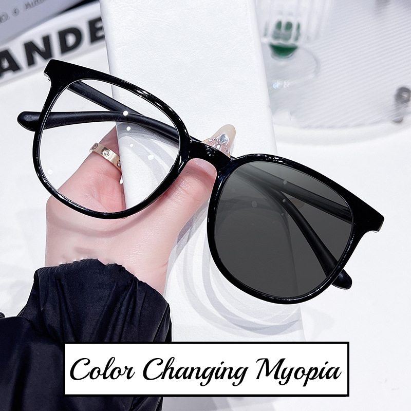 Lunettes photochromiques à monture ronde pour hommes et femmes, lunettes de myopie chimressées, lunettes de soleil rétro, protection UV, mode, 0-1.0-1.5-4.0