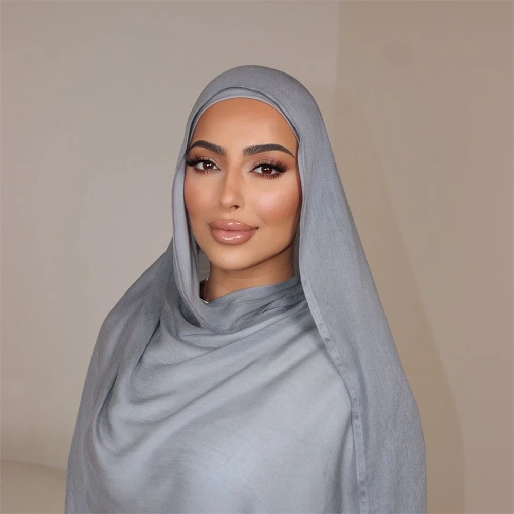 Hijabs Musulmans pour Femmes, Écharpe Fine, Châle Uni, Femme Musulmane, Viscose Douce, Rayonne, Écharpe de Sauna, Turban Islamique, Bande de Sauna, 200x85cm