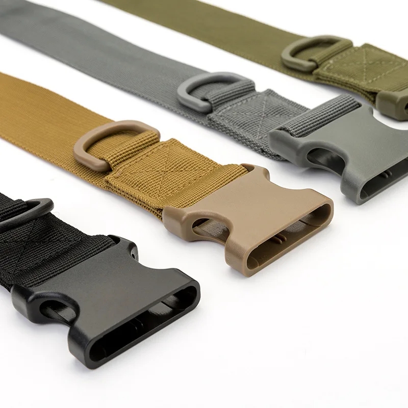 Ceinture de style militaire en toile noire pour homme, dégagement rapide, écharpe, extérieur, chasse, cyclisme, mode, saut, environnement, 125cm