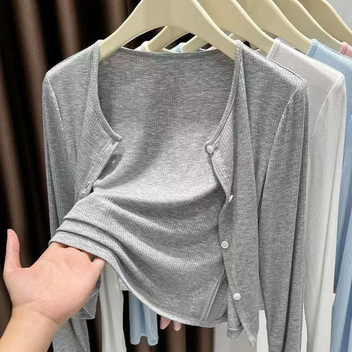 Cardigan asymétrique à boutons pour femme, veste légère à manches longues et col châle, noir/blanc/gris/rose pour robe