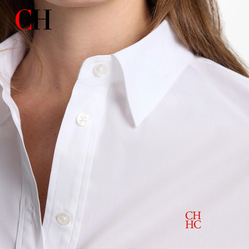 Vêtements pour femmes CH - Haut de travail ajusté à col et manches longues, tendance