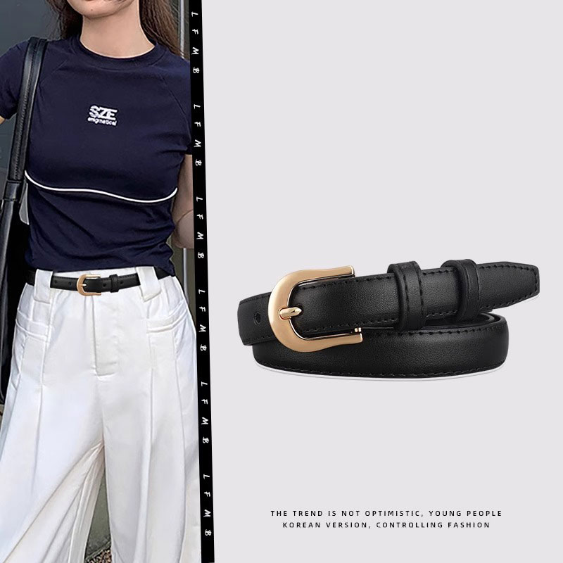 Ceinture d'été marron avec détails raffinés pour pantalon western, simple et polyvalente, accessoire de mode