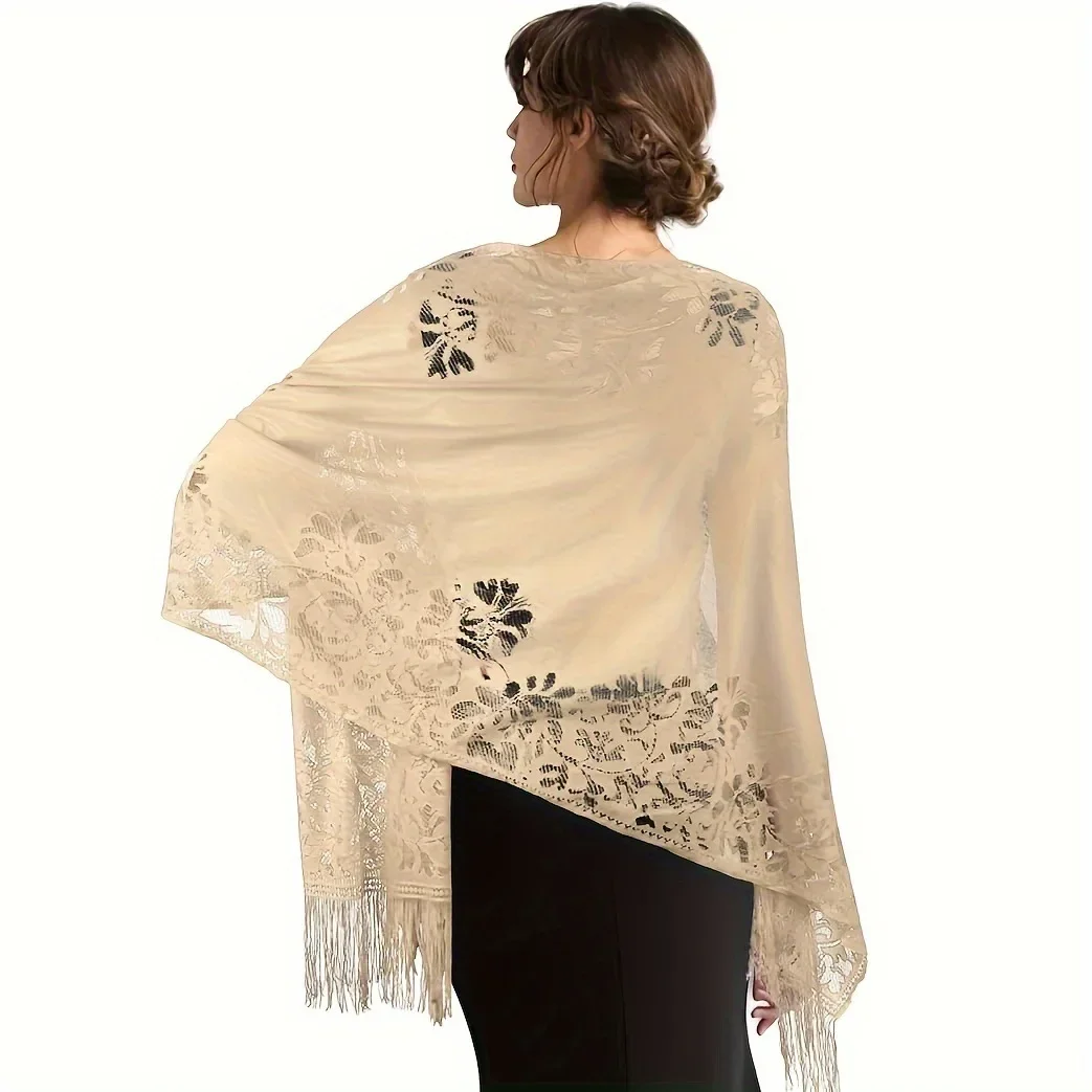 Écharpe classique en dentelle creuse pour femmes, robe de soirée pour demoiselles d'honneur, châle pour robe de mariée, châle de bal pour femmes