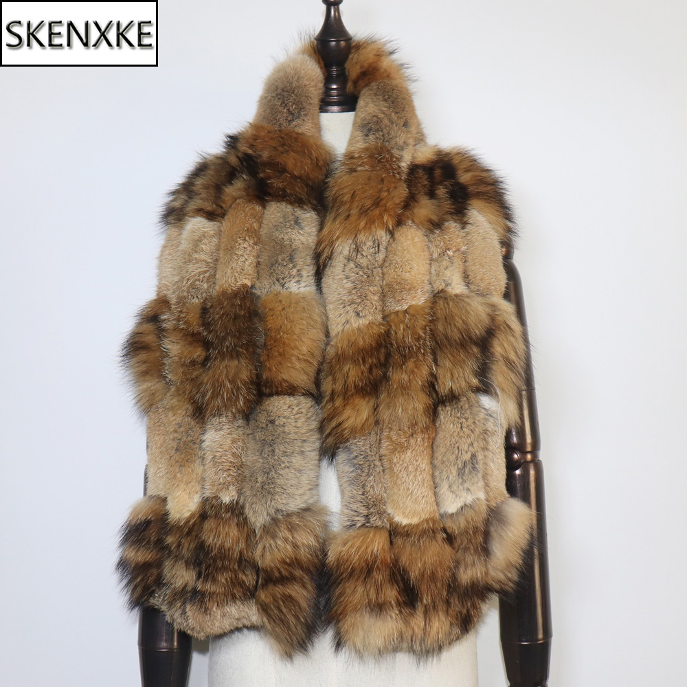 Écharpe en fourrure de lapin avec fourrure de renard argenté pour femme, optique chaude, écharpes d'hiver pour femme, cache-cou, tout à la mode, Rex, nouveau