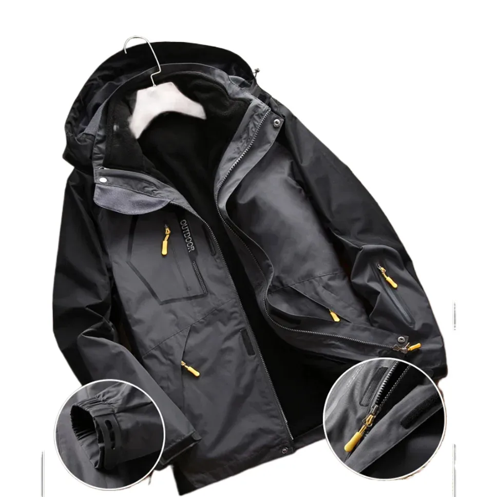 Vestes d'escalade et de randonnée pour hommes, hiver, 3 en 1, doublure en polaire, veste chaude, vêtements de sport, veste de ski, veste de camping, coupe-vent, imperméable, veste d'extérieur