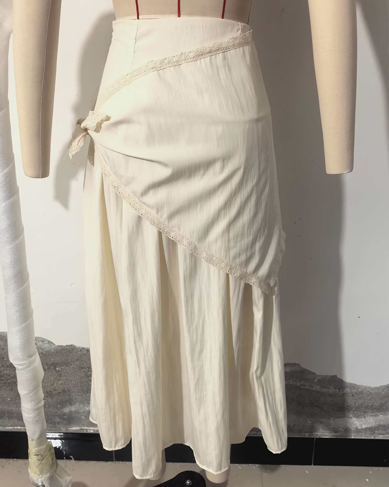 Jupes pour femmes 2026 Nouvelle mode Printemps-Été Jupe midi beige moelleuse avec écharpe pour femme, chic et originale