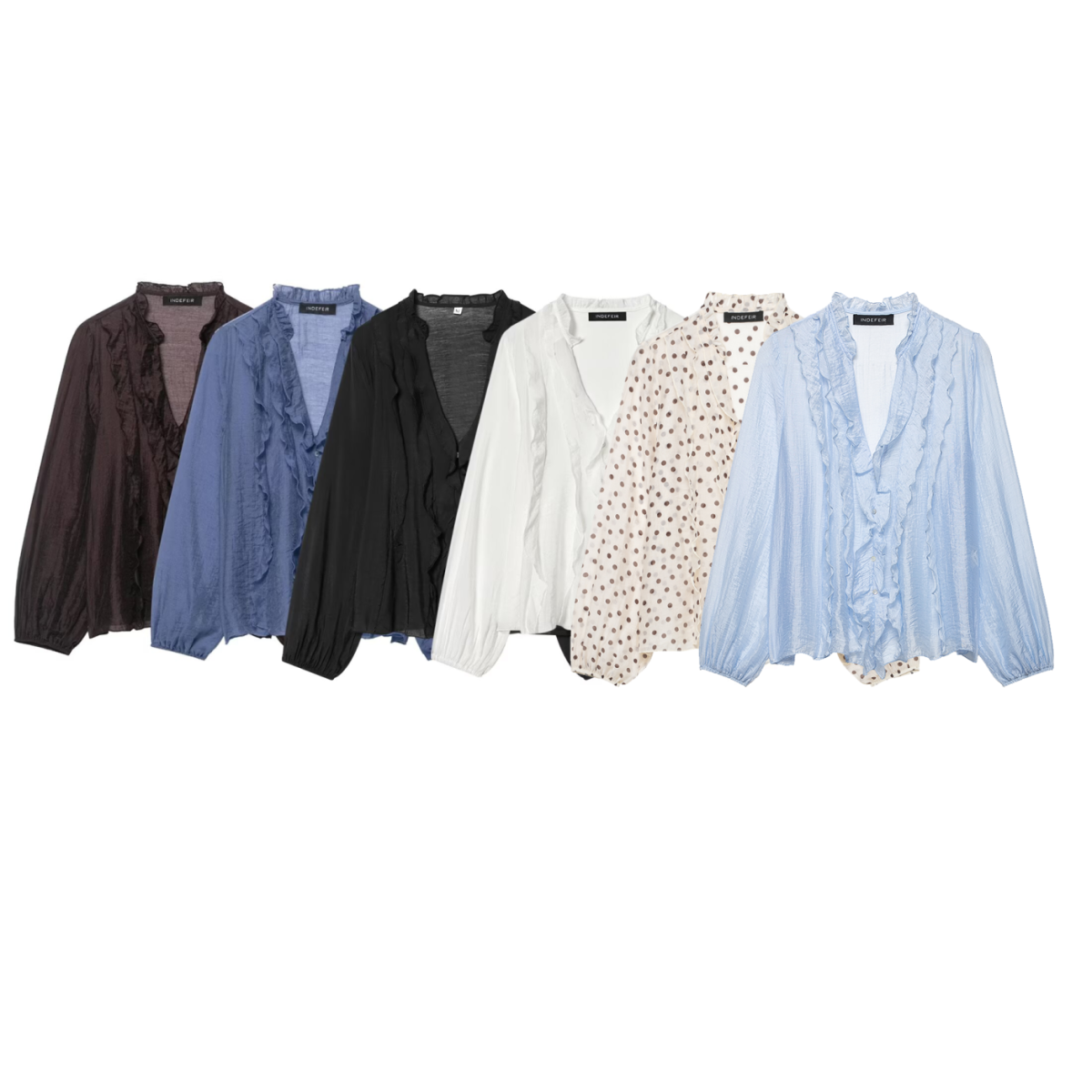 Chemises amples à volants pour femmes Printemps Été Femme Manches longues Superposées Col en V Chemise sexy Femme Casual Mode Blouses polyvalentes