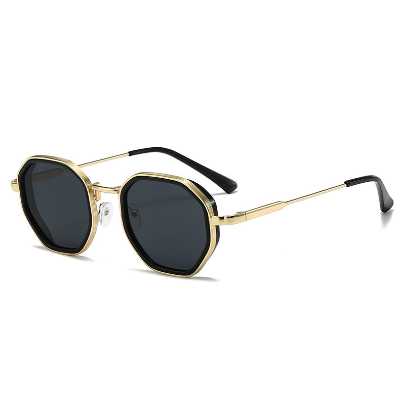 1 paire de lunettes de soleil unisexes rondes en métal, à la mode, Vintage, irrégulières, Punk, classiques, UV400, pour hommes et femmes