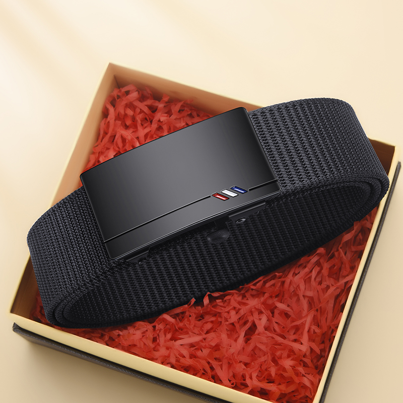 Ceinture en toile tissée pour hommes, 2 pièces, boucle automatique, ceinture décontractée, douce et polyvalente, accessoires de ceinture en jean
