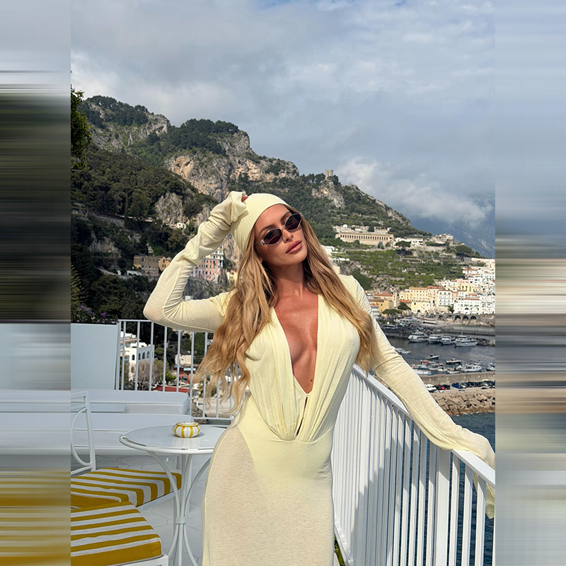Robe longue sexy en maille transparente à manches longues pour femme, col en V profond, robe de soirée élégante, froncée, coupe ajustée, pour club et plage