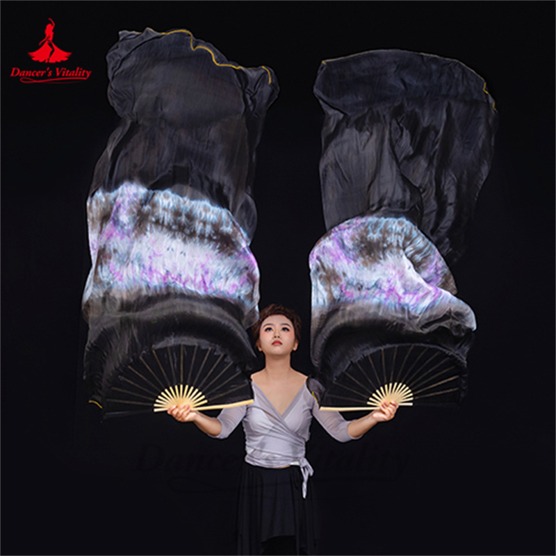 Voiles en éventail en soie naturelle Pure 100% pour femmes, Costumes de danse du ventre, accessoires pour filles