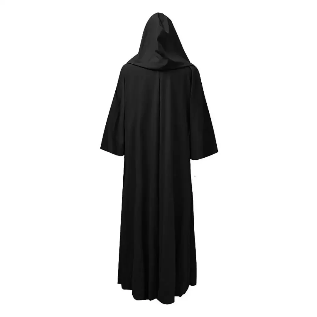 Costume de moine médiéval avec capuche, robe de cosplay Jedi, robe de chevalier Everak, tenue d'Halloween pour scène, robe de prêtre
