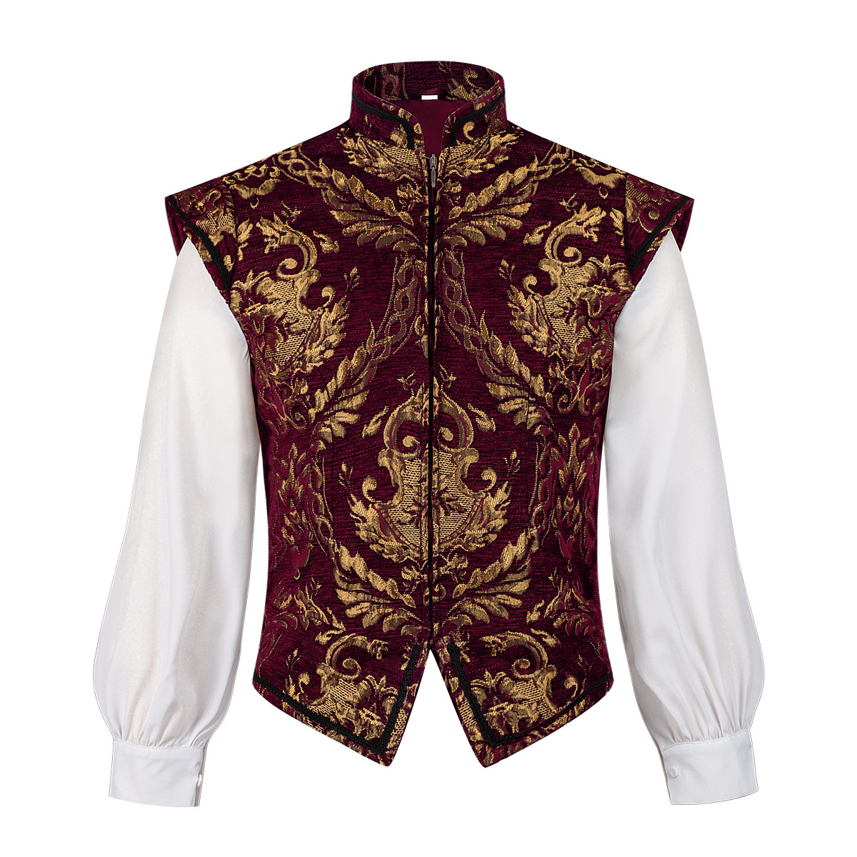 Costume médiéval Renaissance pour homme 3 pièces - Doublet jacquard, pantalon bouffant et chapeau, tenue noble de style Elizabethan pour cosplay