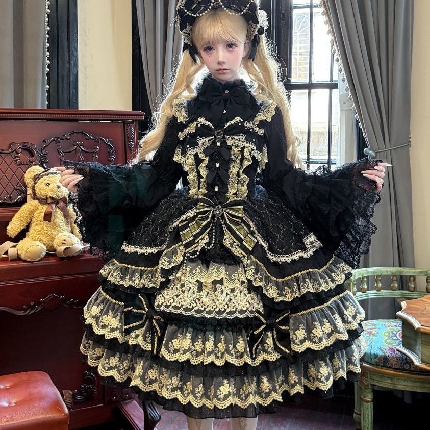 Style occidental doux frais gâteau robe nœud à lacets robe de bal décontracté femmes Mujer japonais Patchwork maille épices filles nouveaux robes