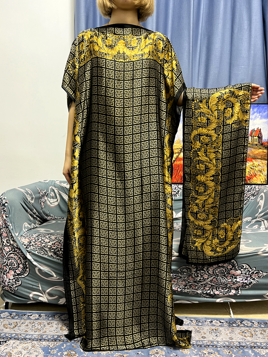 Abayas pour femmes dubaï caftan 2023 africain Islam soie douce imprimé robes amples élégant musulman longue Femme Robe avec Hijab écharpe