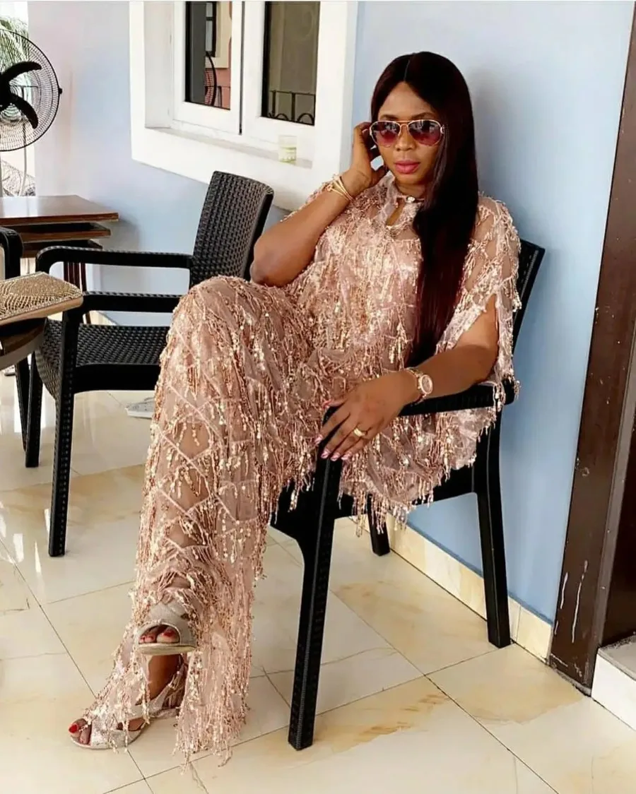 Robe de maman africaine personnalisée, mode de luxe, qualité, bretelles à paillettes brillantes + jupe intérieure